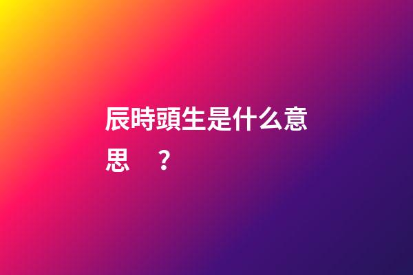 辰時頭生是什么意思？